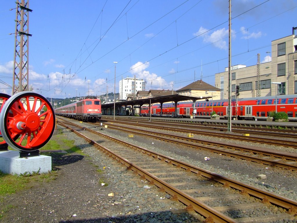 Blick auf den Hauptbahnhof Siegen vom Sdwestflische Eisenbahnmuseum am 04.09.2010.