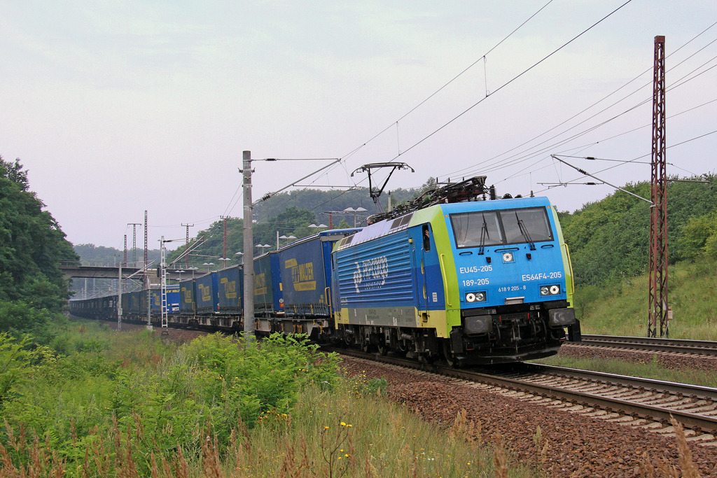 Die ES 64 F4-205 / 189 205 / EU45-205 von PKP Cargo in Frankfurt (Oder) Rosengarten am 28,07,12 