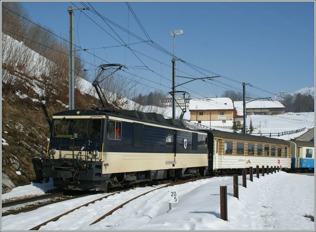Die MOB Ge 4/4 erreicht mit ihrem Regionalzug Les Sciernes.
26.02.2013