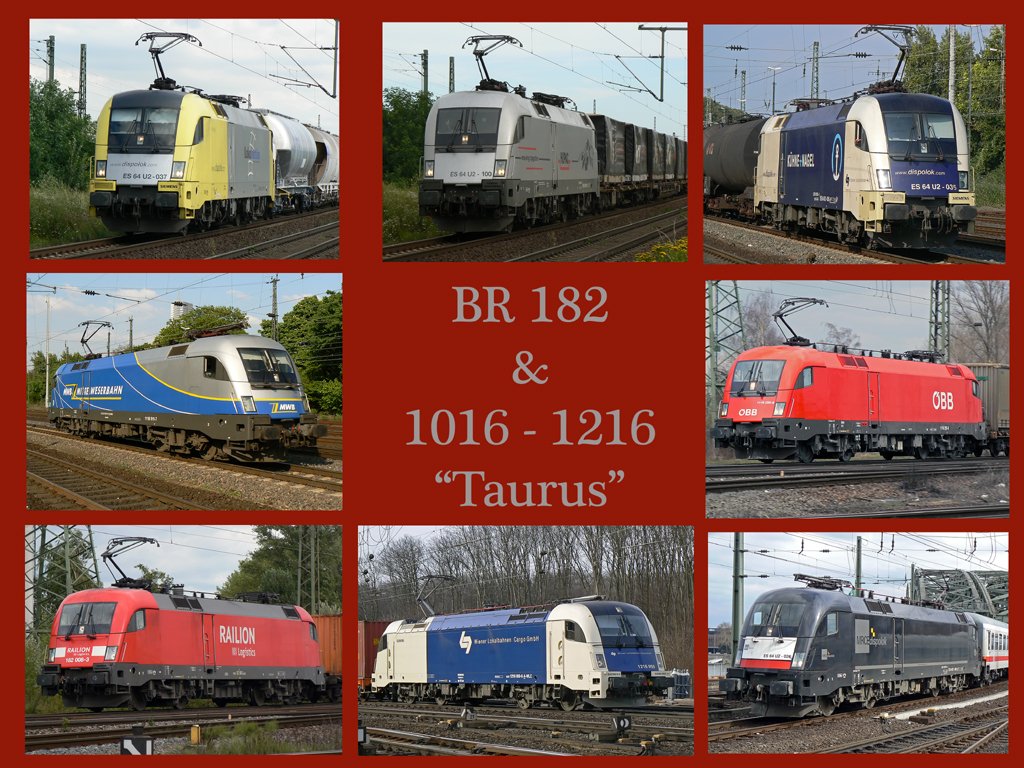 Eine Collage zum Thema  Taurus  DB BR 182 / BB 1016-1216 !