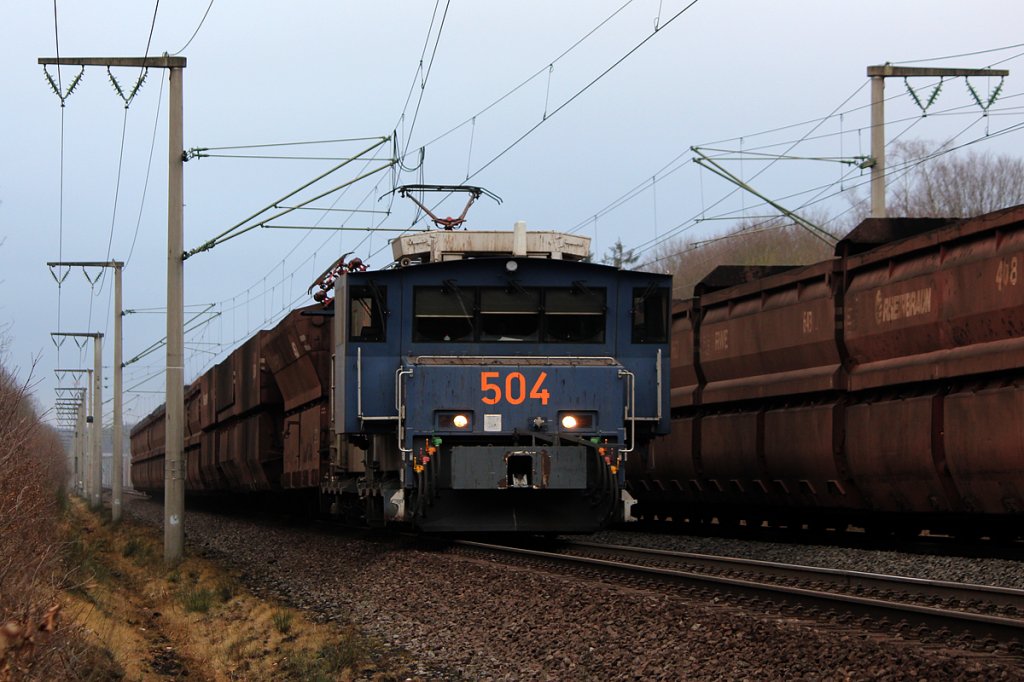 Lok 504 der Rheinbraun /RWE Power bei Kerpen Buir am 24.02.2012
