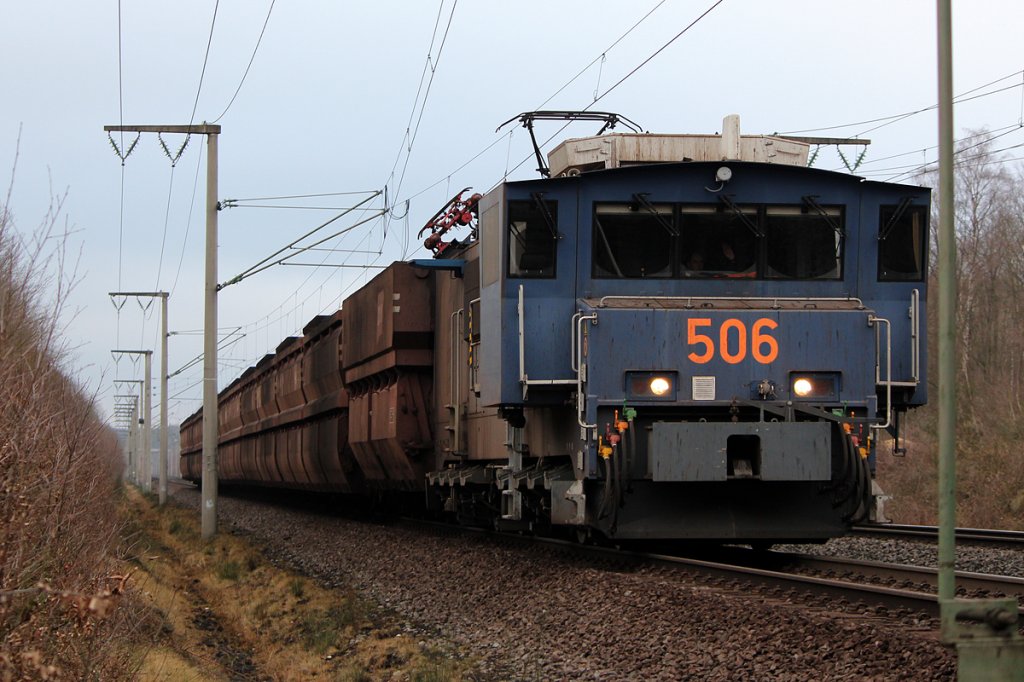 Lok 506 der Rheinbraun /RWE Power bei Kerpen Buir am 24.02.2012
