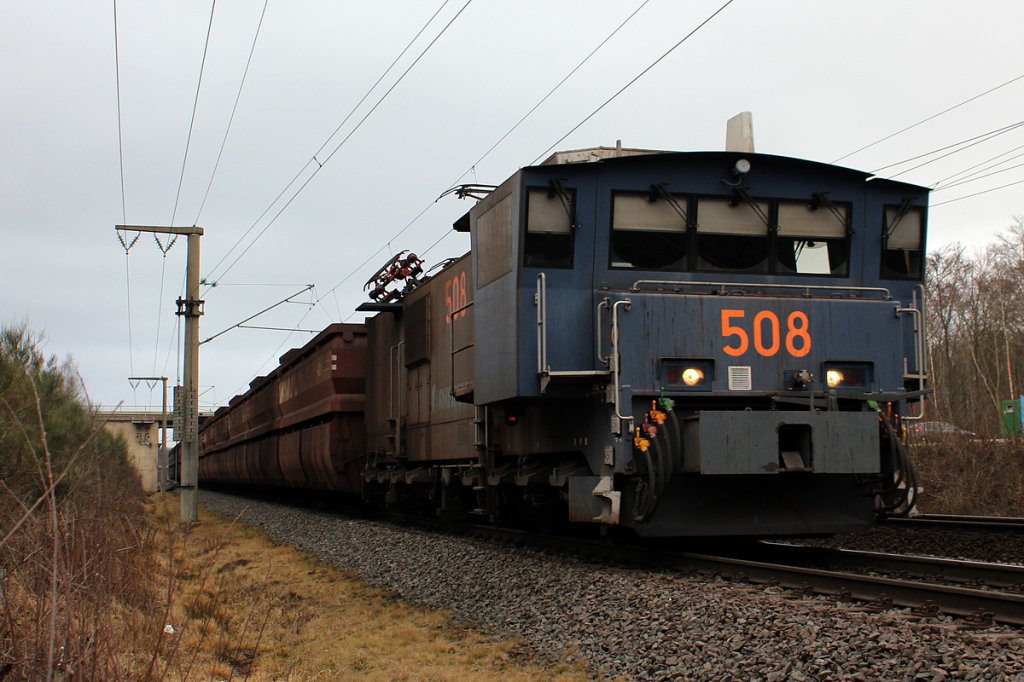 Lok 508 der Rheinbraun /RWE Power bei Kerpen Buir am 24.02.2012