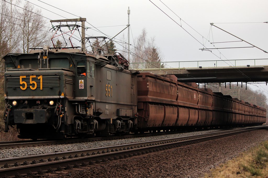Lok 551 der Rheinbraun /RWE Power bei Kerpen Buir am 24.02.2012