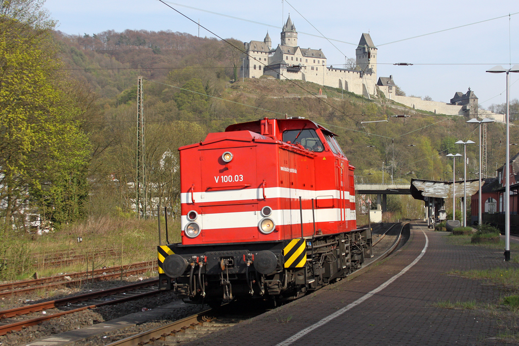 Lok V 100.03 (202 488-3) der Hessischen Gterbahn in Altena(Westf) am 24,04,10