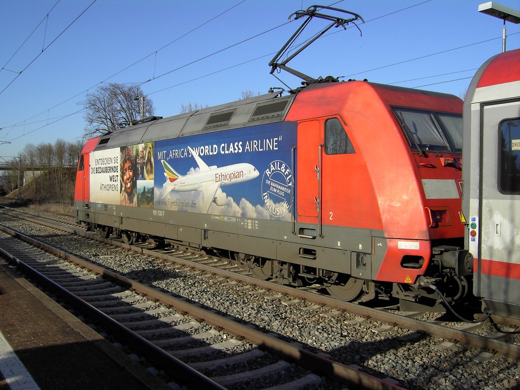 Nachruf und Nachschu zugleich: 101 133-7  Ethiopian Airlines  bei einem unfreiwilligen Halt in Burgau/Schwaben. (24.02.2008)
