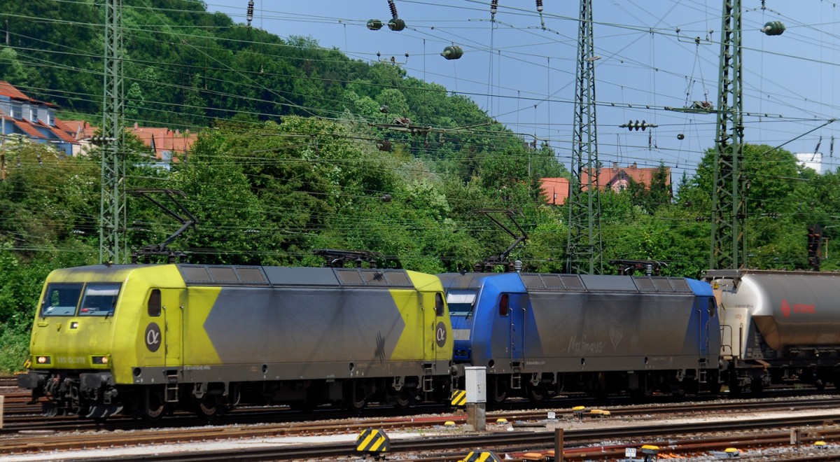 145 103-8 + 145 098-0, X-Rail, aufgenommen am 08.06.14, in Treuchtlingen.