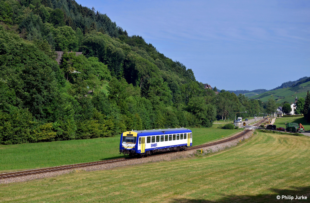 626 413-8 als SWE 71708 (Achern - Ottenhöfen) am 15.07.2015 bei Ottenhöfen.
