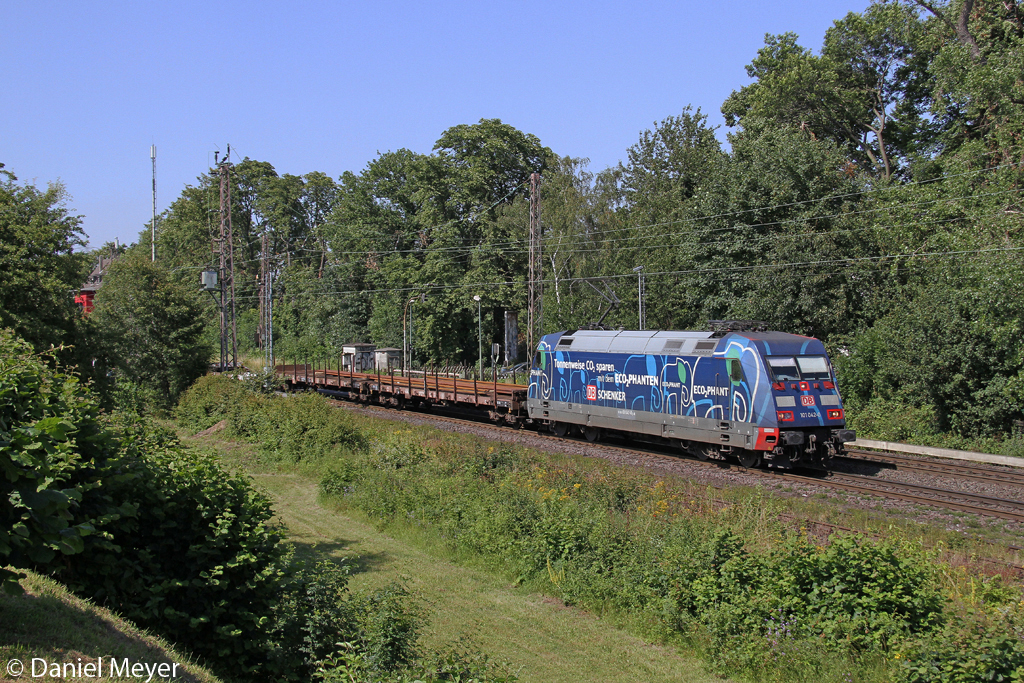 Die 101 042-0 mit einem Gemischten Gterzug nach Gremberg in Ratingen Lintorf am 03.07.2014