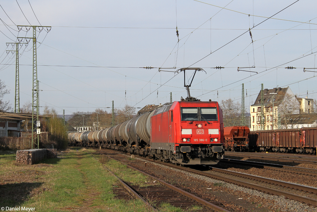 Die 185 386-0 in Koblenz Ltzel am 29.03.2014
