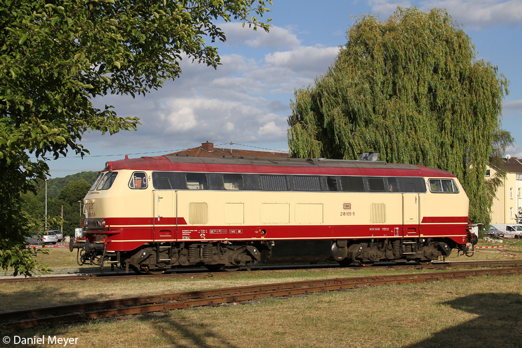 Die 218 105-5 im DB Museum Koblenz Ltzel am 15.06.2014