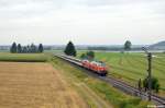 BR 218/229381/218-426-5-und-218-416-6-mit 218 426-5 und 218 416-6 mit dem EC 193 von Zrich nach Mnchen am 28.07.2012 in Sontheim.