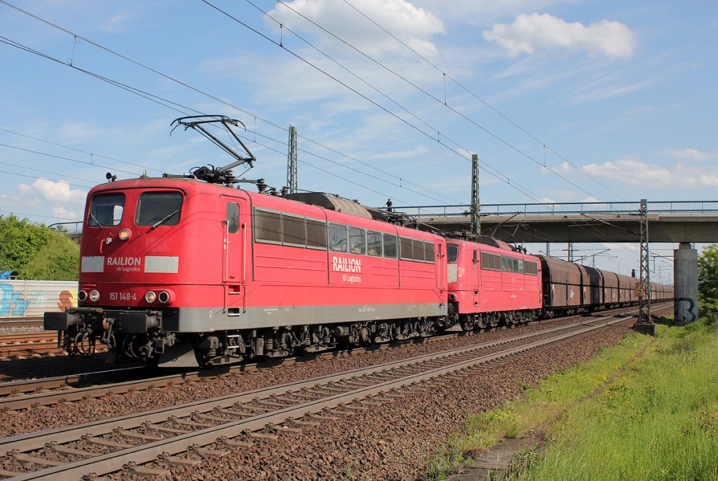 151 148-4 & 151 134-3 bei Porz(Rhein) am 28.05.2013
