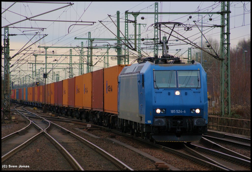 185 524-6 (ITL) in Hamburg-Harburg am 28.12.2012.  