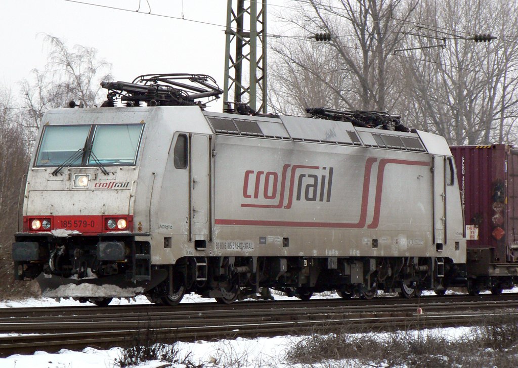 185 579-0 der Crossrail abgebgelt in Gremberg am 13.01.2010