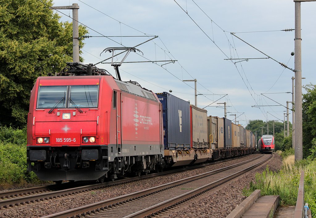 185 595-6 von Crossrail mit  Ewals -Zug bei Brhl am 24.06.2011