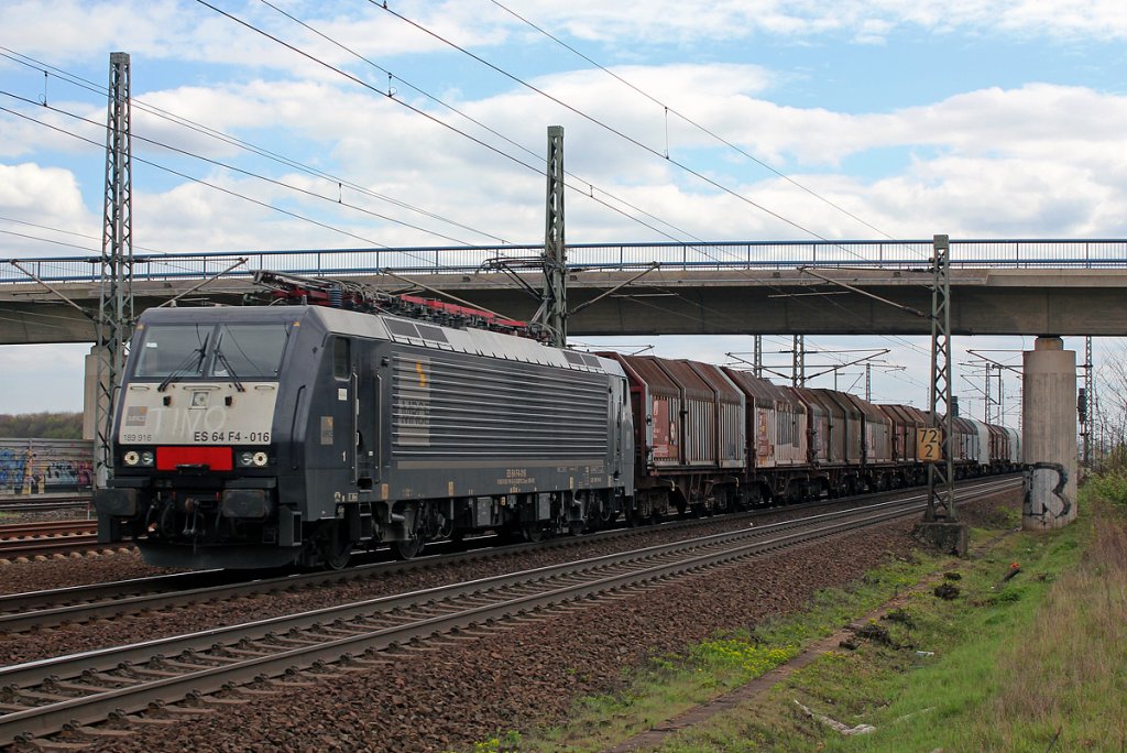 189 916 / ES 64 F4-016 mit einem TX Stahlzug bei Porz(Rhein) am 23.04.2013