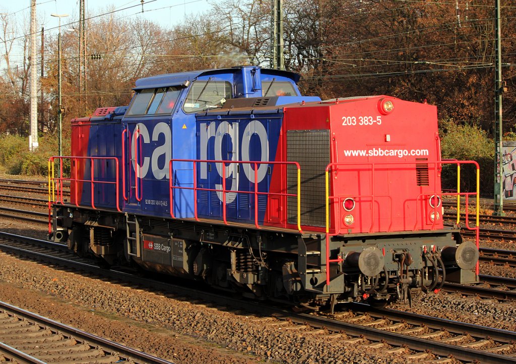 203 383-5 der SBB Cargo Lz in Kln West am 30.11.2011