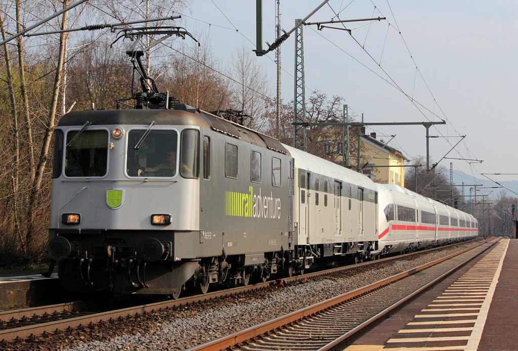 421 383  Rail Adventure  mit 407 009 im Schlepp in Bonn Oberkassel am 24.03.2012