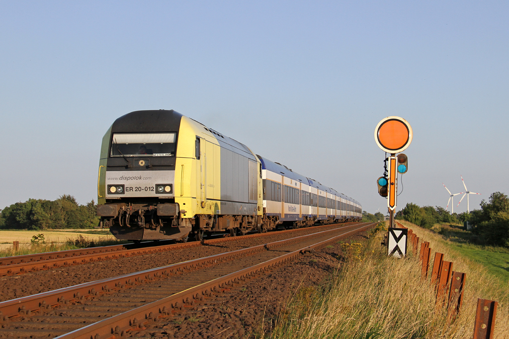 Die ER20-012 bei Klanxbll mit der NOB Richtung Westerland (Sylt) am 13.08.2012