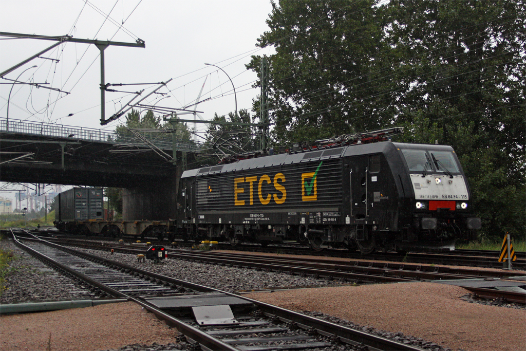 Die ES 64 F4-115 ( 189 115 ) im Gbf Alte Sderelb in Hamburg-Waltershof am 10,08,11