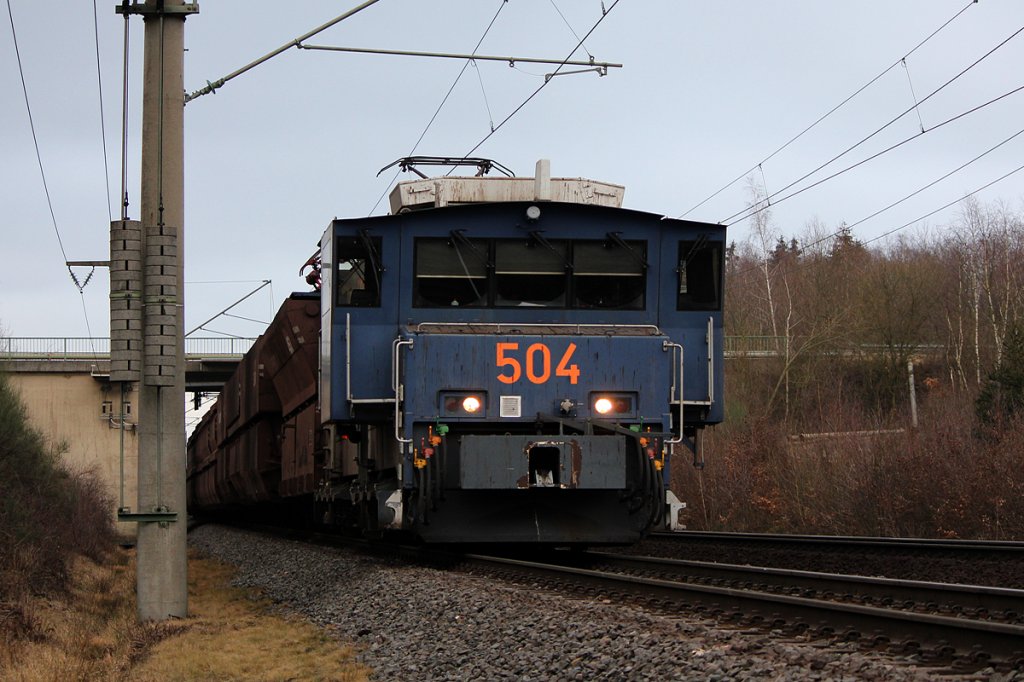 Lok 504 der Rheinbraun /RWE Power bei Kerpen Buir am 24.02.2012