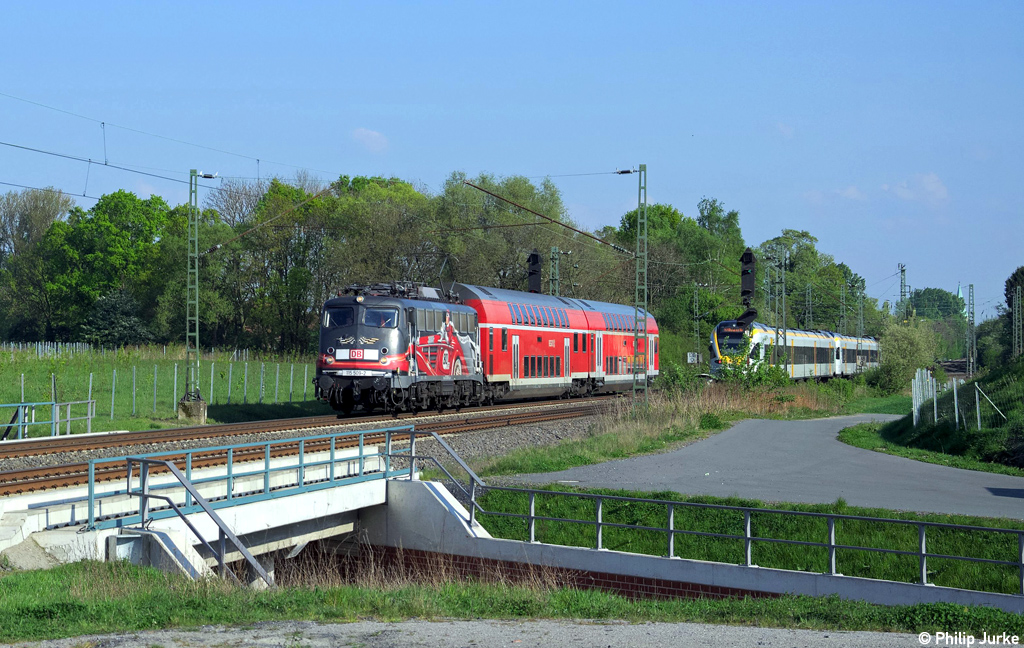115 509-2 mit dem PbZ 2490 (Dortmund Bbf - Berlin-Lichtenberg) am 20.04.2014 bei Bockum-Hövel.
