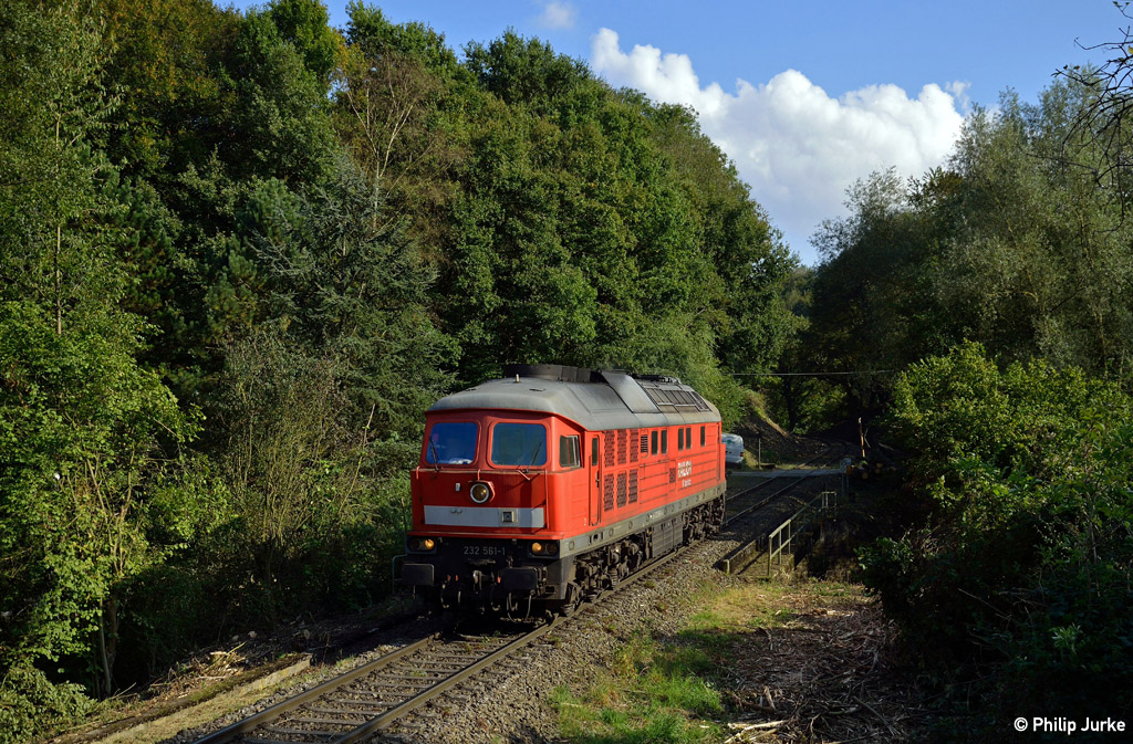 232 561-1 als Lz von Wülfrath-Flandersbach nach Oberhausen-West am 14.09.2014 bei Heiligenhaus.
