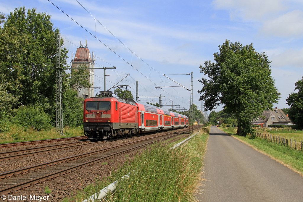 Die 112 152-4 in Brokstedt am 19.07.2013