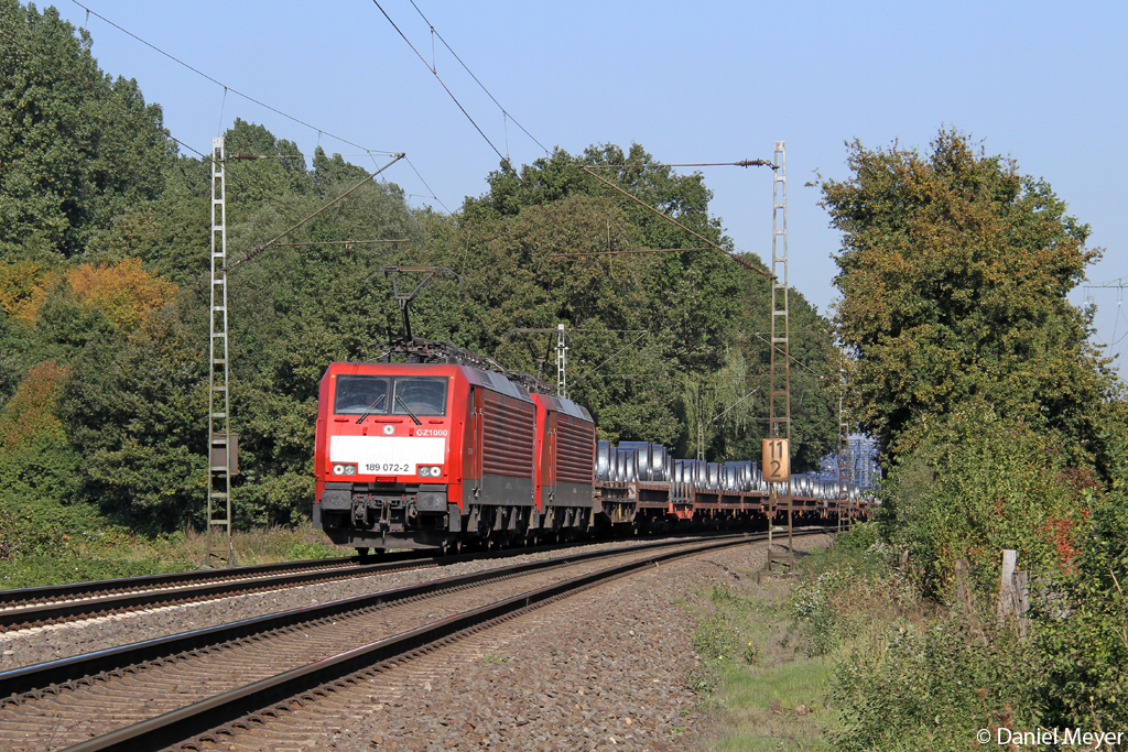 Die 189 072-2 (GZ1000) und 189 054-0 in Ratingen Lintorf am 01.10.2013 