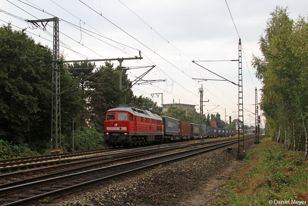 Die 232 472-1 Richtung Maschen in Elmshorn am 31.07.2014