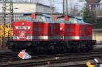 Adam 9 und Adam 19 warten auf Ihren Einsatz fr Gleisbauarbeiten zwischen Duisburg Entenfang und Ratingen Lintorf. Aufgenommen am 09.01.2011
