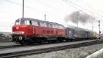V 160 003 mit Wendezugeinheit der Lbeck-Bchner Eisenbahn, Parade 150 Jahre Deutsche Eisenbahn in Nrnberg-Langwasser am 14.09.1985.