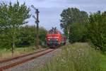Am 28.7.11 zog 218 407-5 die RB Kiel-Flensburg am Einfahsignal Süderbrarup vorbei