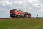 218 372-1 und 218 xxx-x haben am 5.8.11 gerade die Insel Sylt mit ihrer Autozug erreicht
