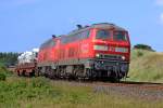 218 359-8 und 218 xxx-x fahren am 5.8.11 mit ihrem Syltshuttle Richtung Hindenburgdamm