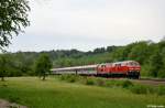 BR 218/199742/218-495-0--218-476-0-mit 218 495-0 + 218 476-0 mit dem IC 118 nach Mnster(Westf)Hbf am 27.05.2012 in Durlesbach.