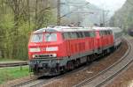218 499-2 und 218 434-9 ziehen gemeinsam den IC Allgu die Geislinger Steige hinauf, am 20.04.2009.