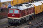 Die 232 223-8 wartet etwas versteckt in Duisburg - Entenfang auf dem DBG Gelndeauf ihren Einsatz. Aufgenommen am 09.01.2011