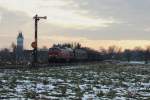 232 673-4 mit einem Marschbahnumleiter Richtung Dnmark am 15.12.12 In Risum-Lindholm