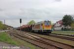 Locon 401 mit einem Güterzug Richtung Osten am 27.04.13 in Strausberg