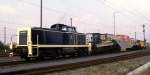 290 020-7 mit einem Schwertransporter bei der Parade 150 Jahre Deutsche Eisenbahn in Nrnberg Langwasser am 14.09.1985.
