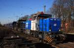 Die MAK G1206 / D05 der Regental Cargo und die MRCE 500 1750 ziehen den Kalkzug durch Lintorf am 07.03.2011