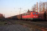 DB Cargo 140 036-5 bei der Durchfahrt in Ratingen Lintorf am 28.01.2011