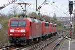 Die 145 013-9 mit einen Lokzug in Wuppertal Vohwinkel am 21,04,10