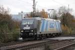 Die OHE 185 546-9 mit LTH Transpotlogistik Aufschrift in Ratingen West am 12.11.2010