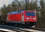185 403-3, Green Cargo, aufgenommen am 26.02.11, bei der Durchfahrt durch Offingen, Strecke Augsburg-Ulm.