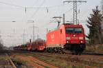 Die Railion DB Logistics 185 240-6 bei der Durchfahrt in Lintorf am 22.03.2011