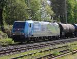 Die DB Railion 185 152-6 in ihrer Sonderbemalung, aufgenommen in Lintorf am Supersamstag den 09.04.2011