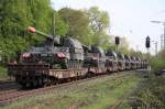 Fast in die Rhre geschaut bei diesem Panzerzug der DB, gezogen von einer 185 in Lintorf am 11.04.2011